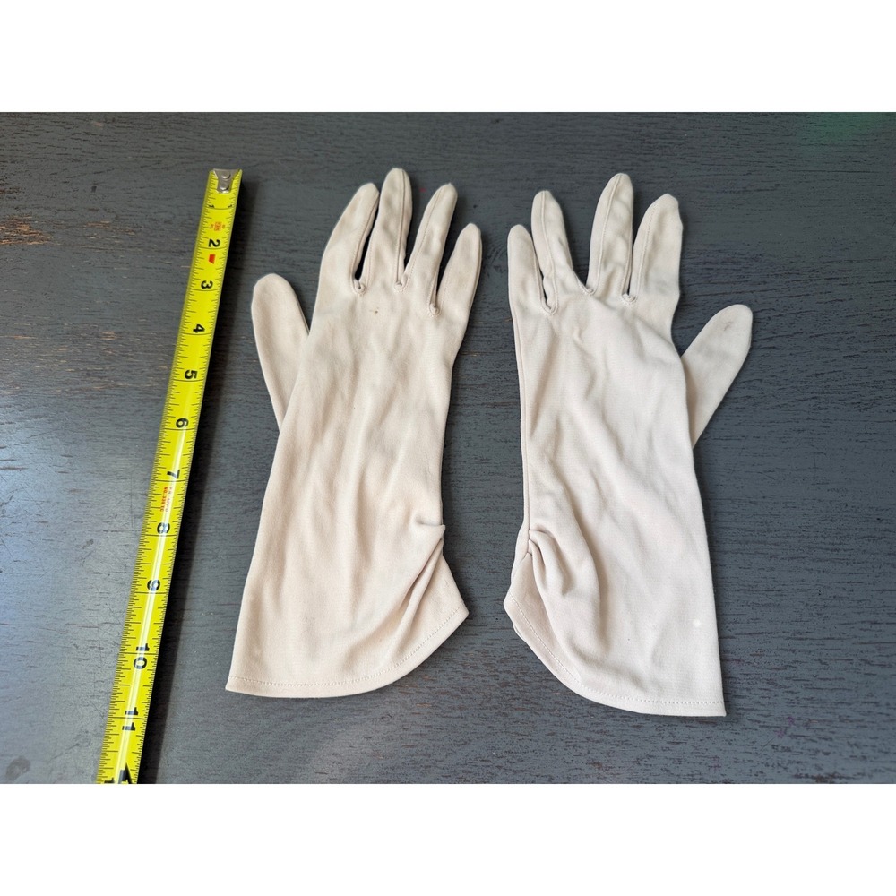 Vintage Cream Ivory Mid Century Formal Wrist Gloves Ruched Detail 1950s 1960s